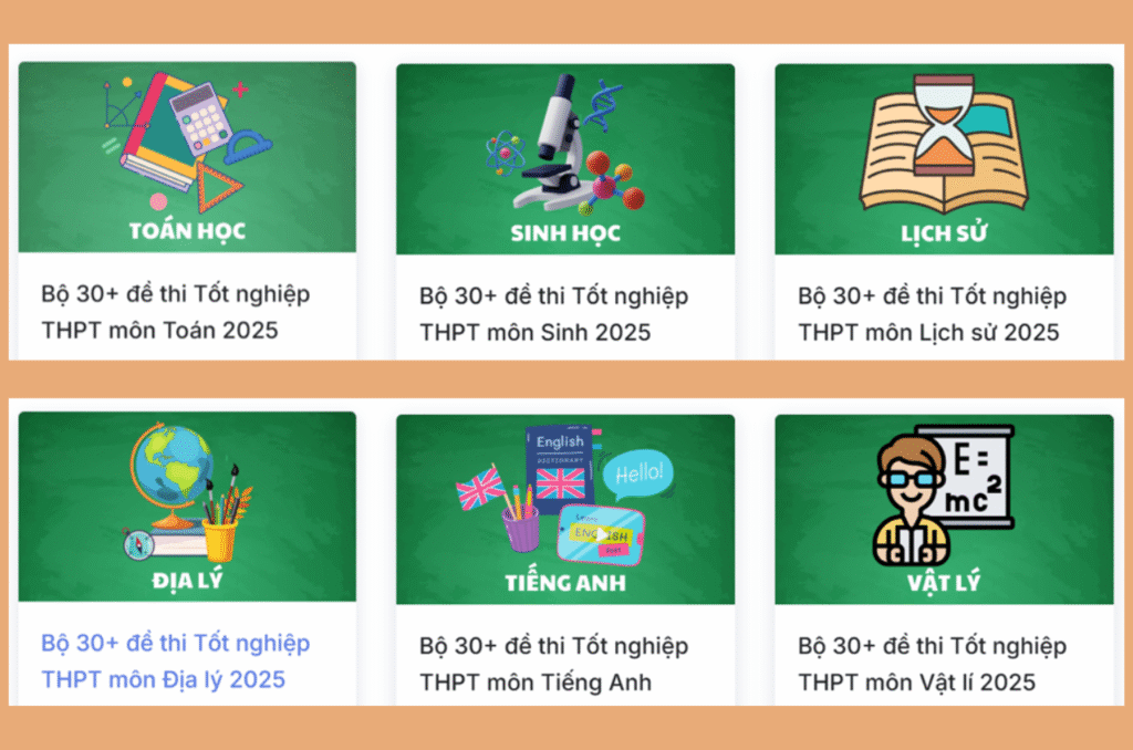 bo de cac mon thi Tot nghiep THPT 2025